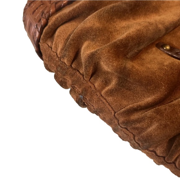 Cole Haan Brown Suede Leather Shoulder Hobo Bag Purse Tote - Picture 9 of 14